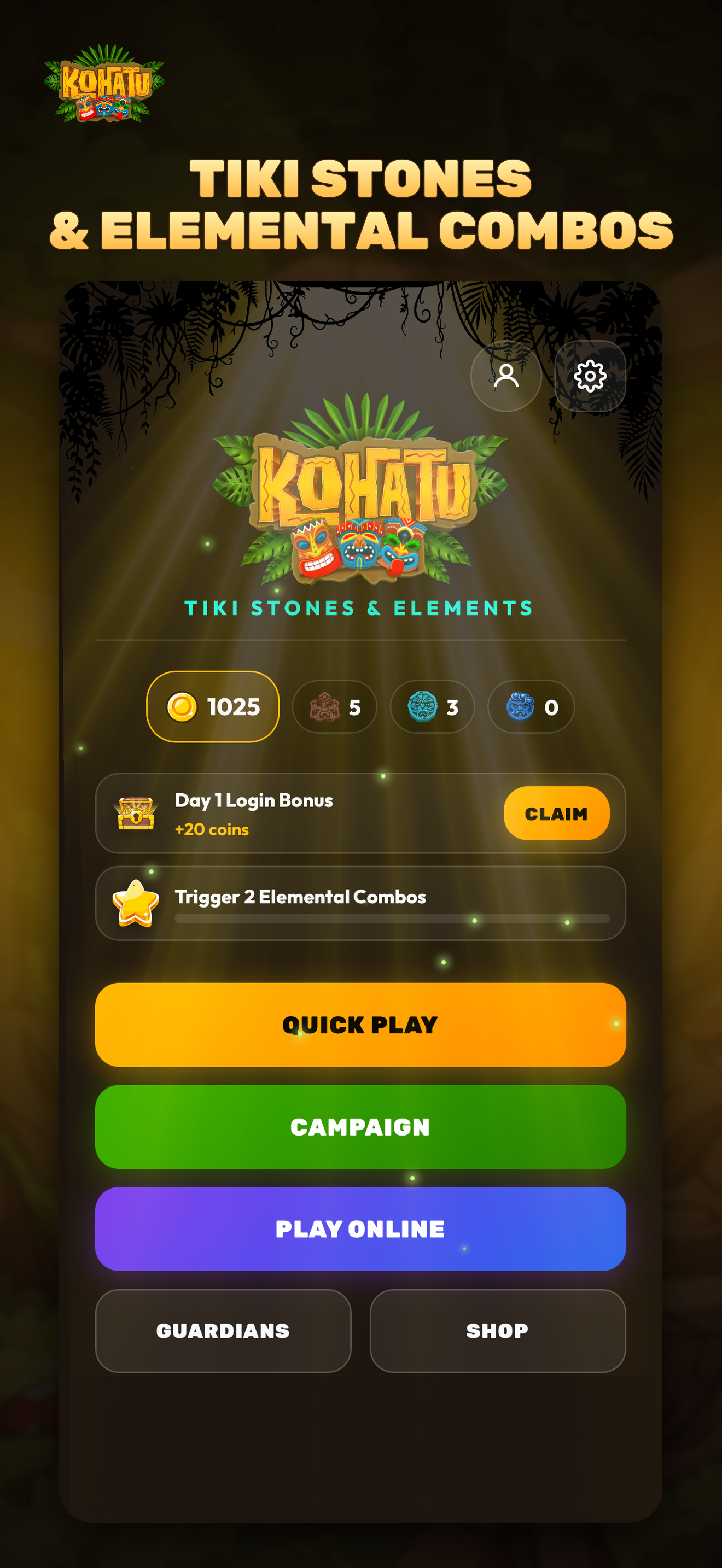 Kohatu main menu